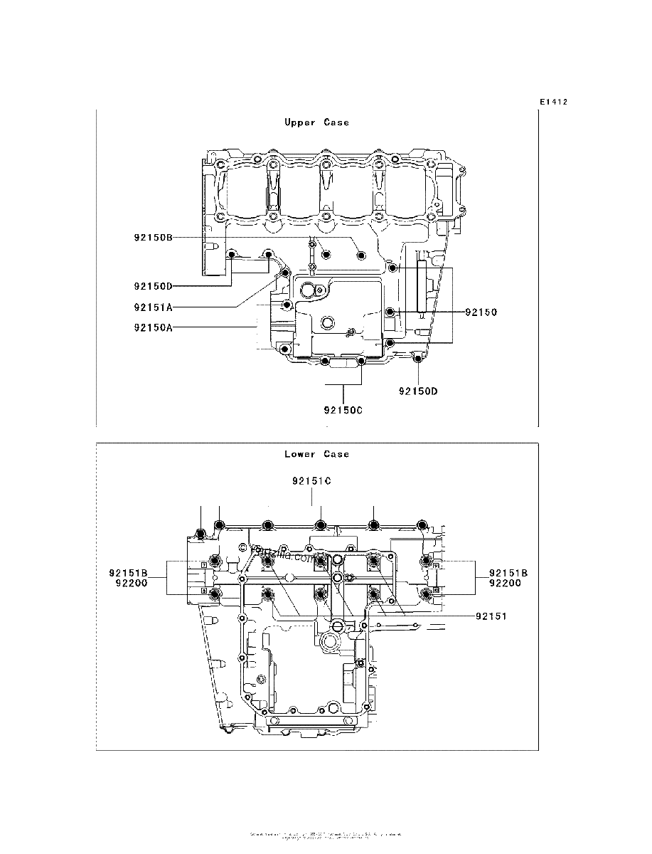 Diagrama de CRANKCASE BOLT PATTERN