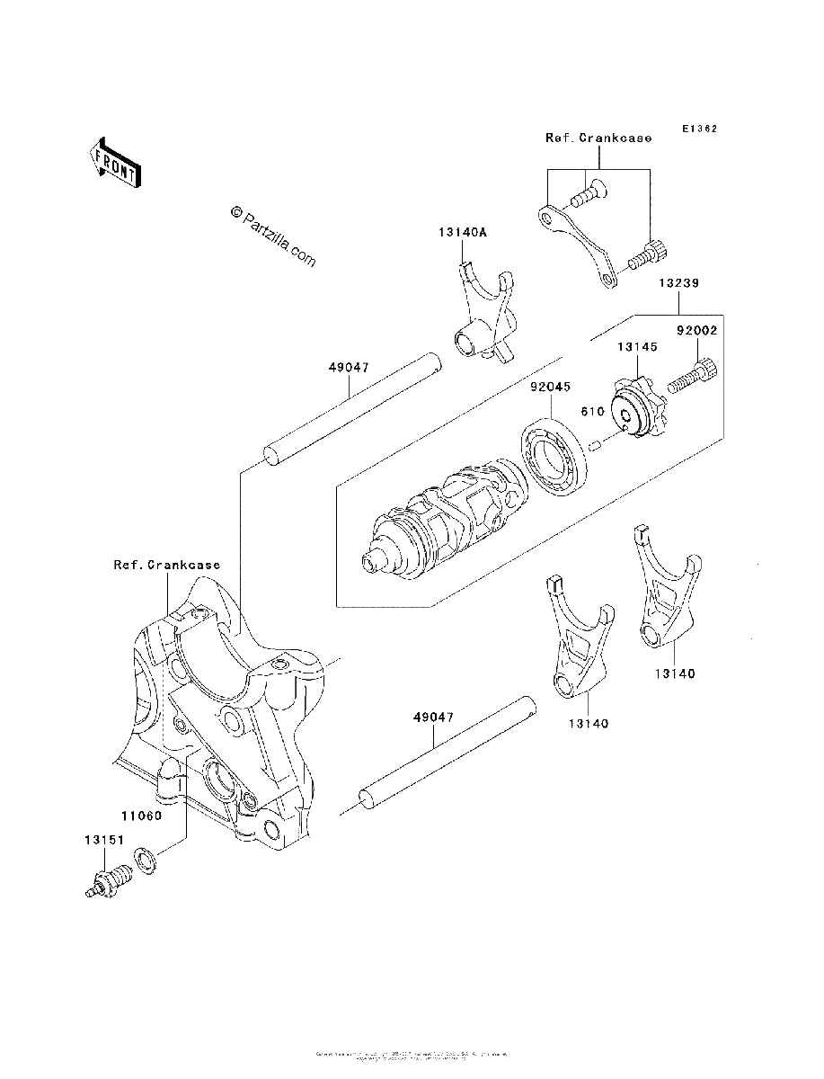 Diagrama de GEAR CHANGE DRUM SHIFT FORK S