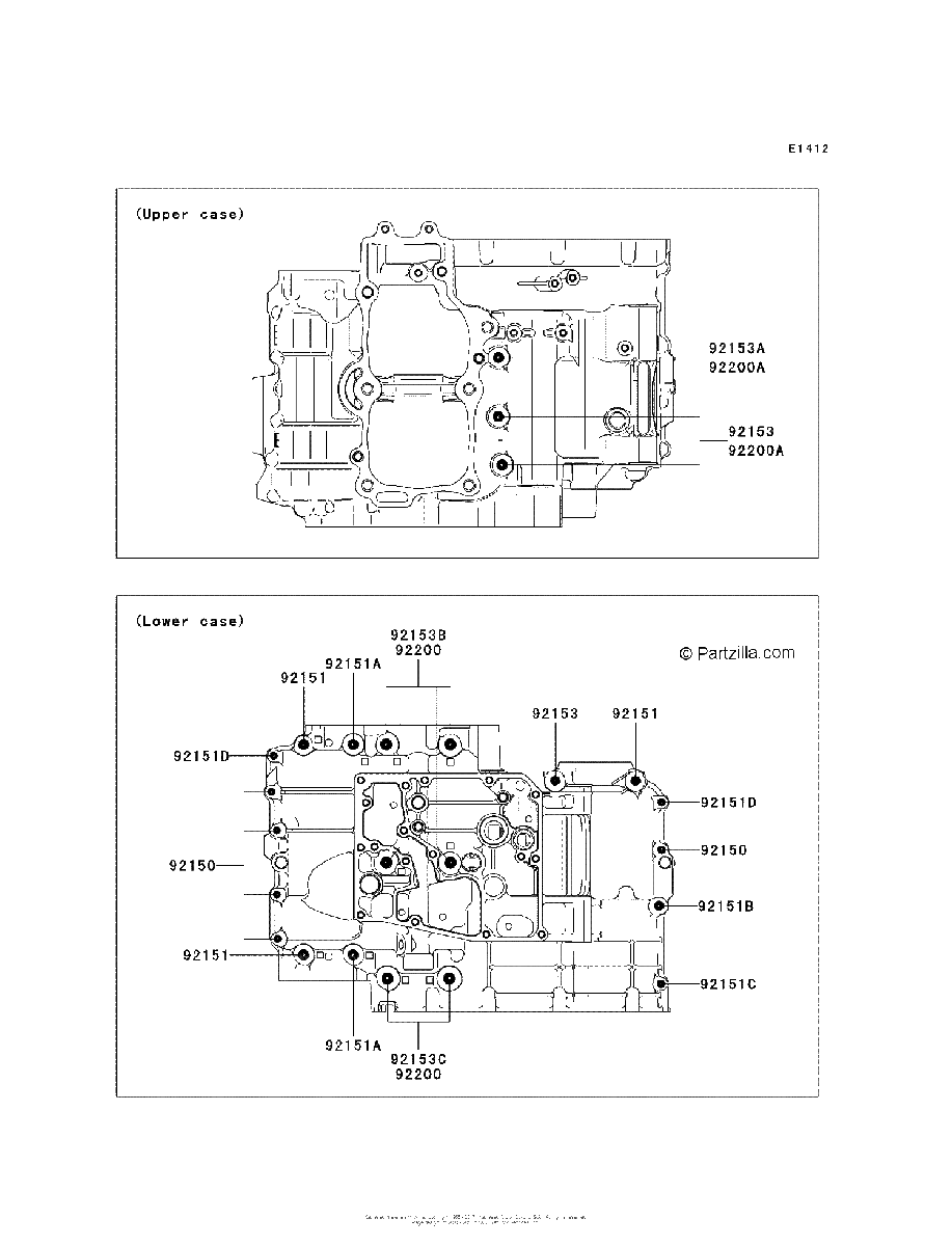Diagrama de CRANKCASE BOLT PATTERN