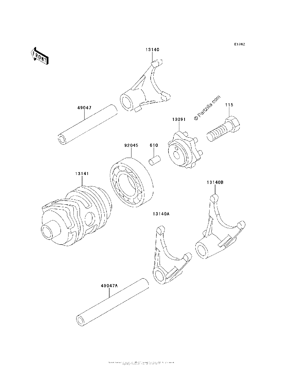 Diagrama de GEAR CHANGE DRUM SHIFT FORK S
