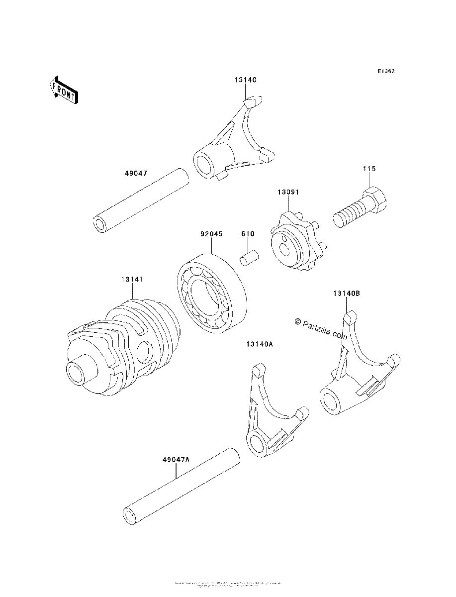 Diagrama de GEAR CHANGE DRUM SHIFT FORK S