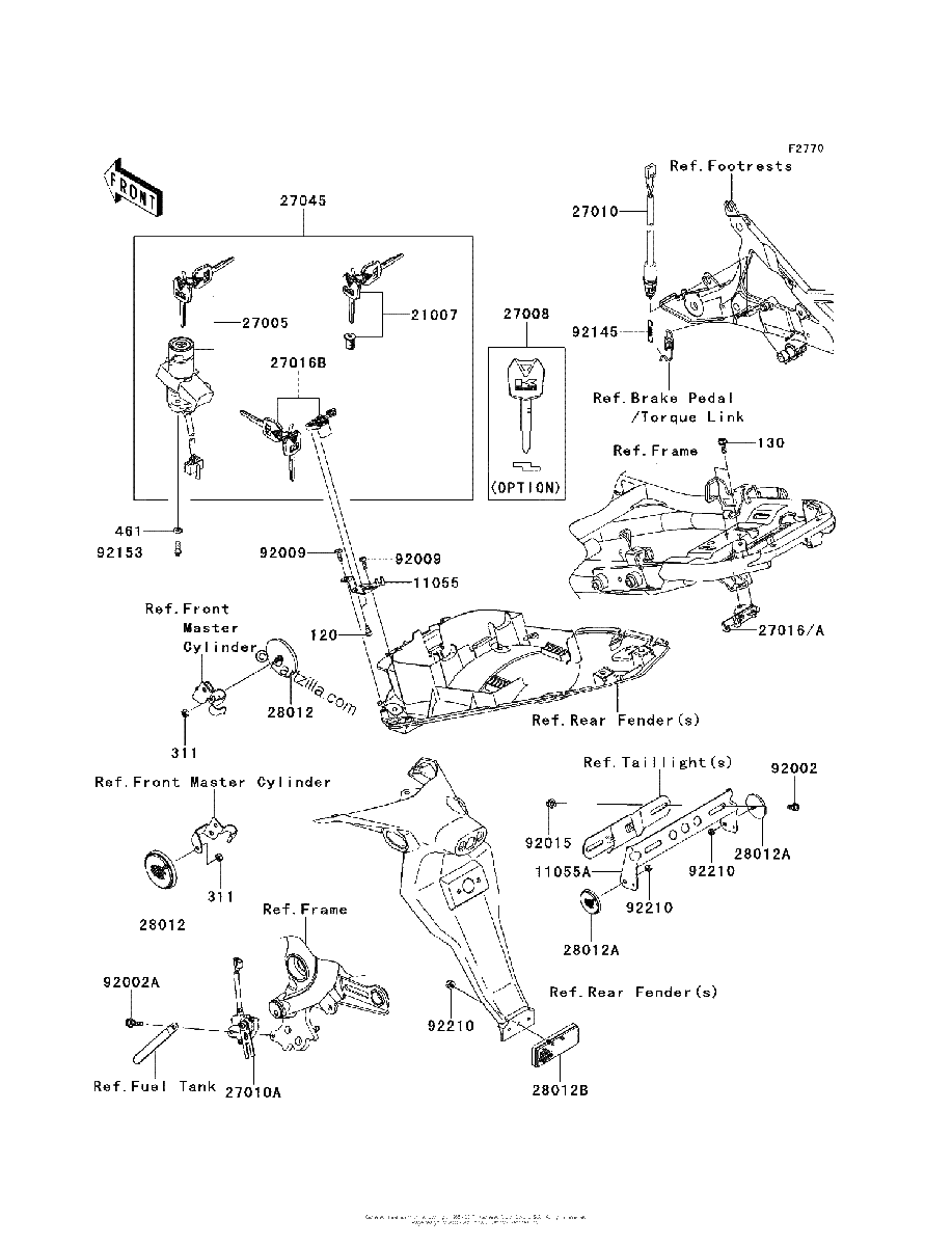 Diagrama de IGNITION SWITCH LOCKS REFLECTORS