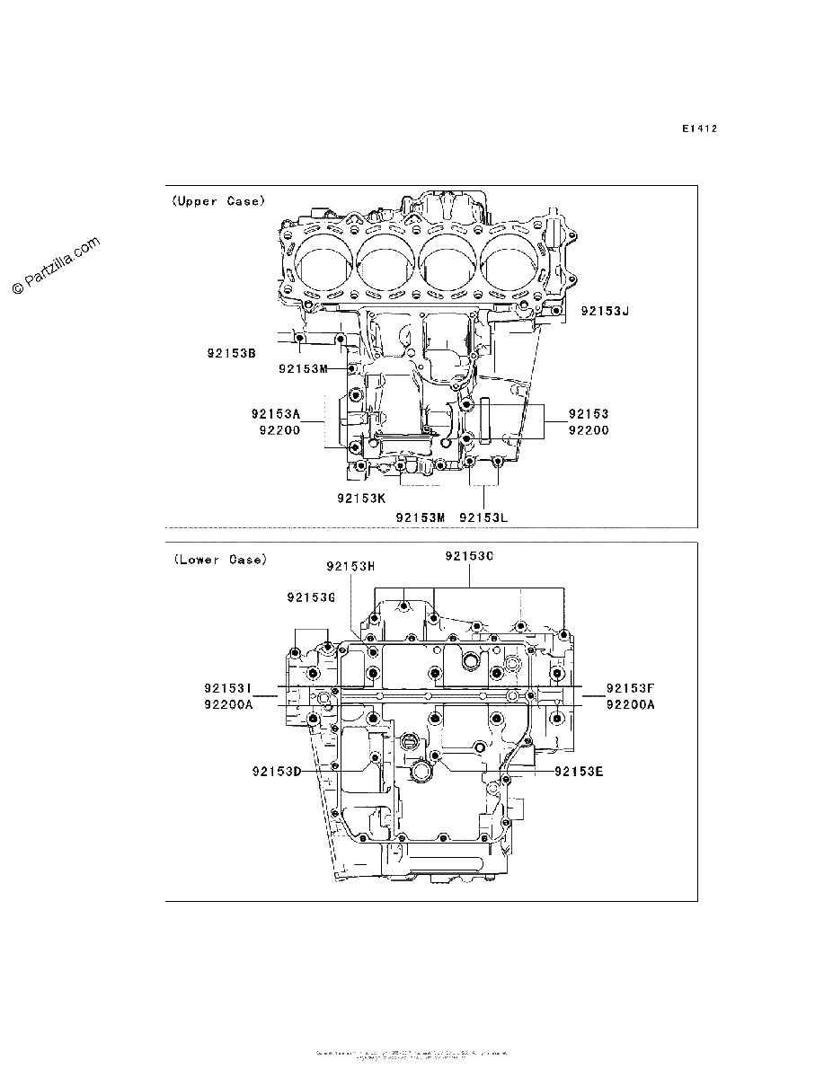 Diagrama de CRANKCASE BOLT PATTERN