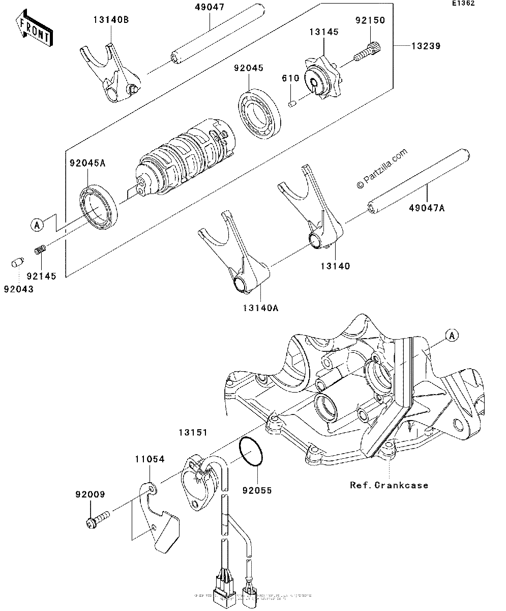 Diagrama de GEAR CHANGE DRUM SHIFT FORK S