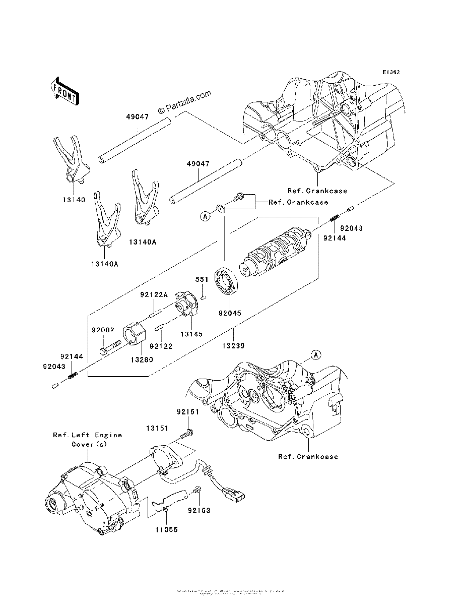 Diagrama de GEAR CHANGE DRUM SHIFT FORK S