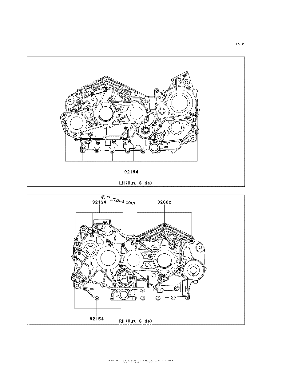 Diagrama de CRANKCASE BOLT PATTERN