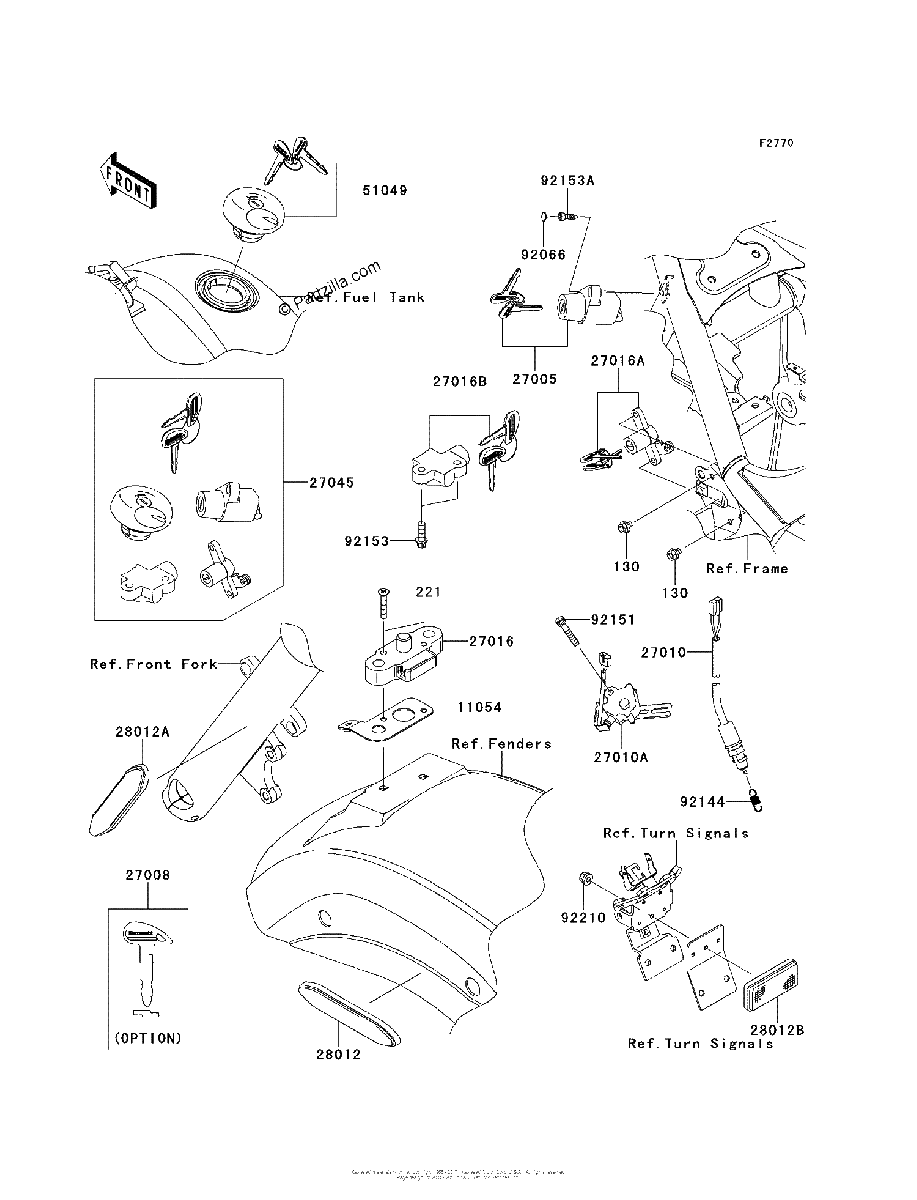 Diagrama de IGNITION SWITCH LOCKS REFLECTORS
