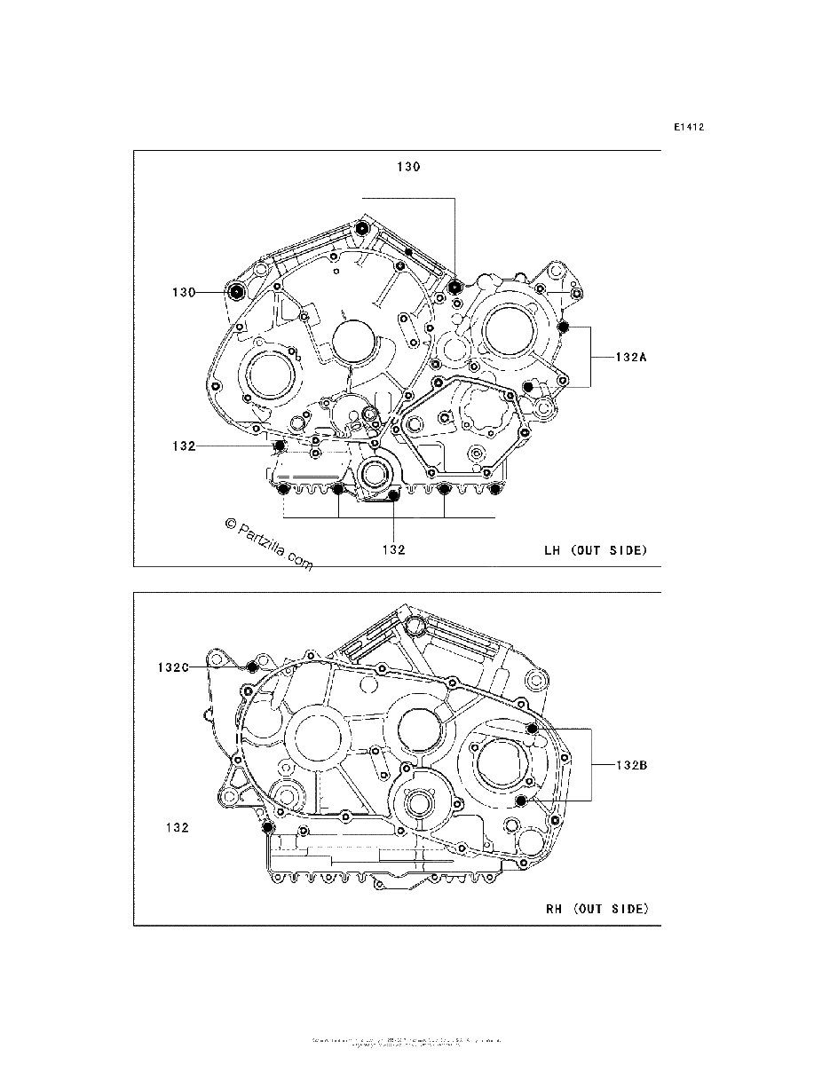 Diagrama de CRANKCASE BOLT PATTERN