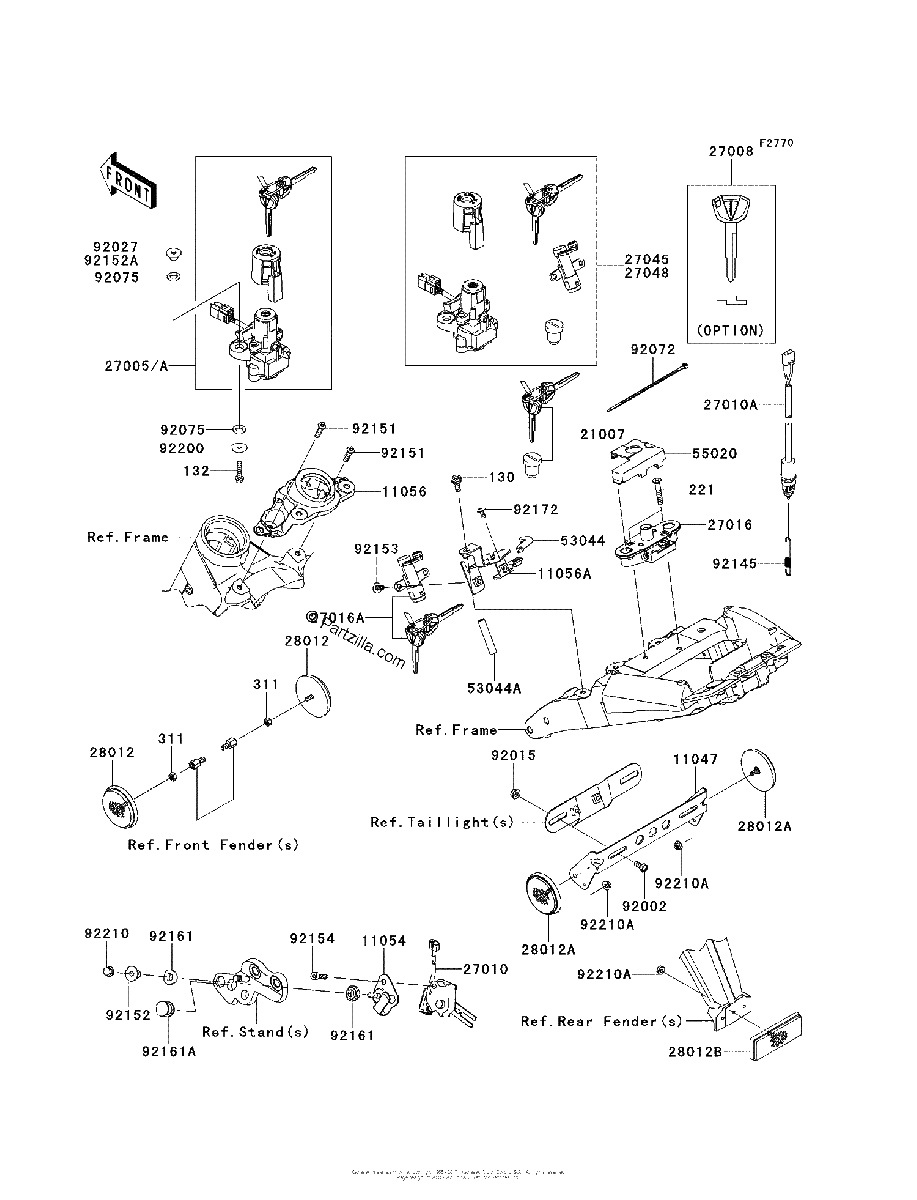 Diagrama de IGNITION SWITCH LOCKS REFLECTORS