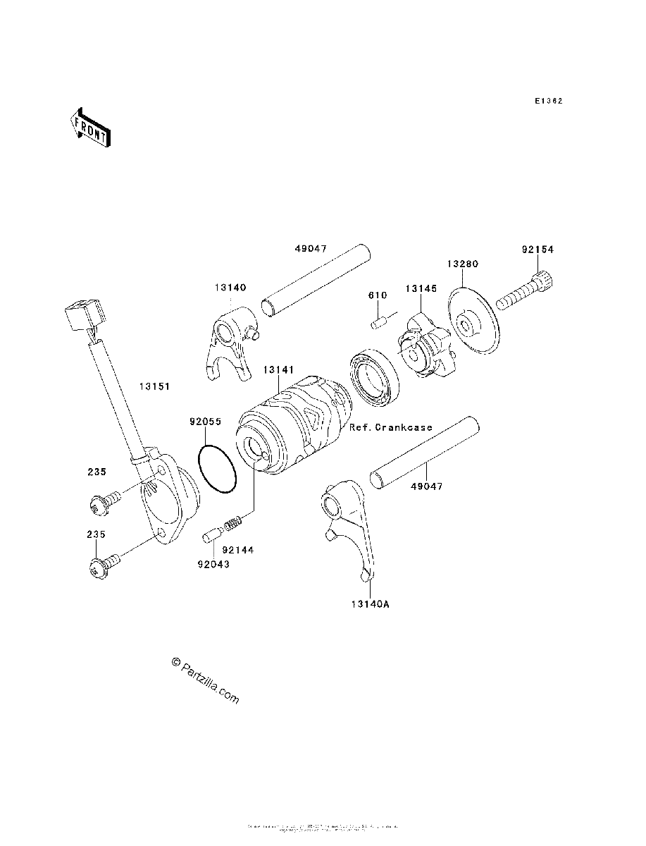 Diagrama de GEAR CHANGE DRUM SHIFT FORK S