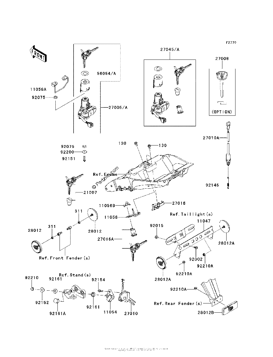Diagrama de IGNITION SWITCH LOCKS REFLECTORS