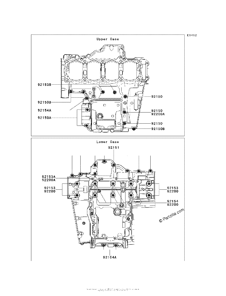 Diagrama de CRANKCASE BOLT PATTERN
