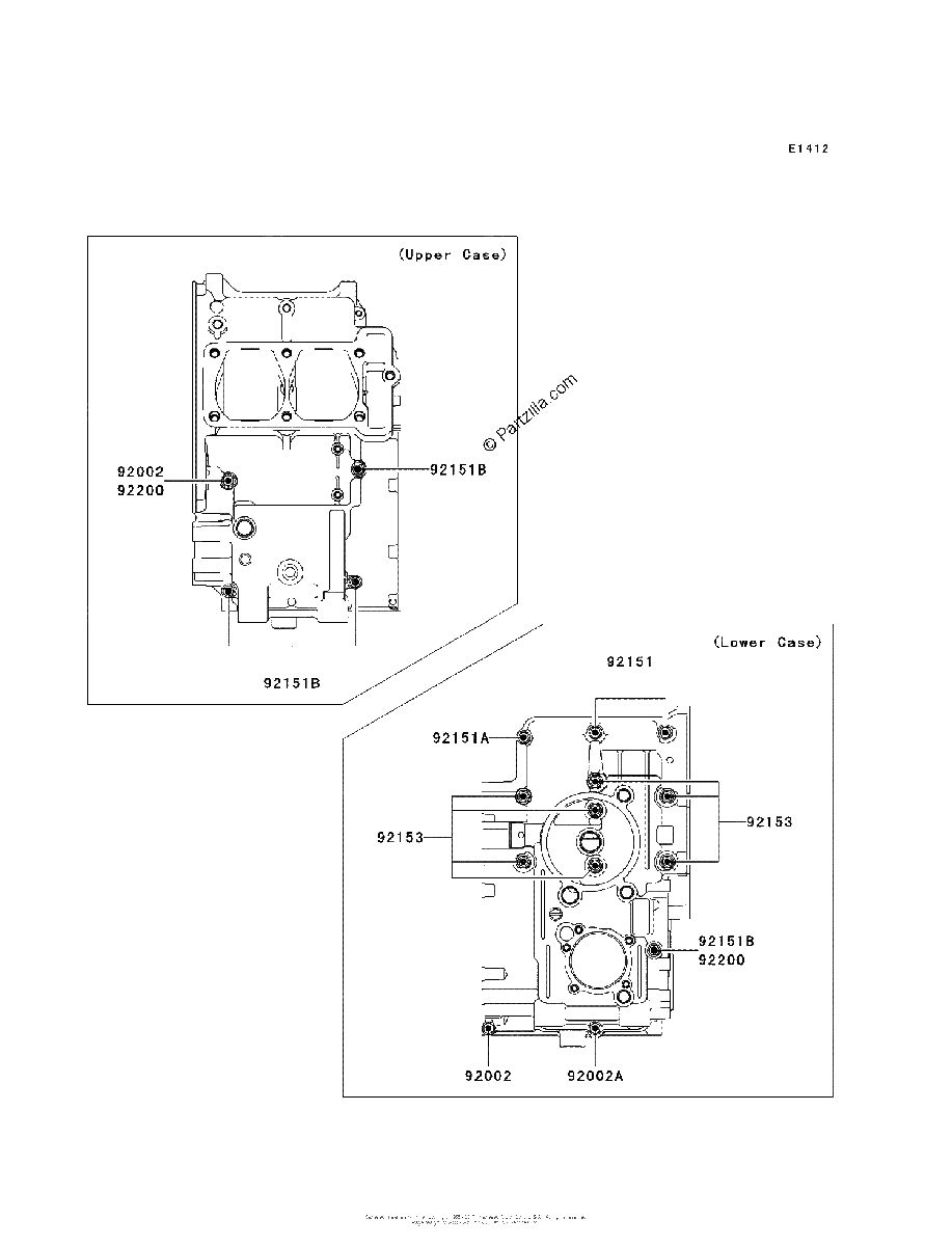 Diagrama de CRANKCASE BOLT PATTERN