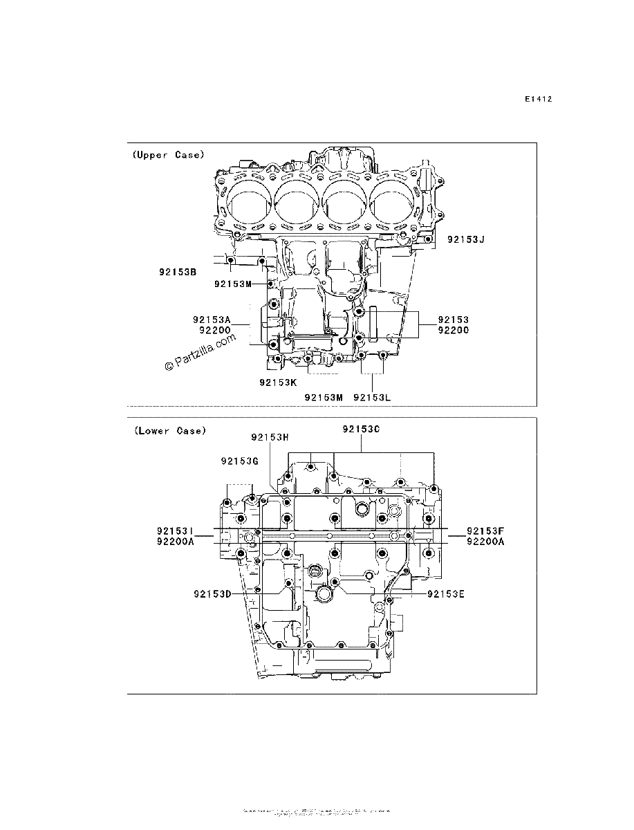 Diagrama de CRANKCASE BOLT PATTERN