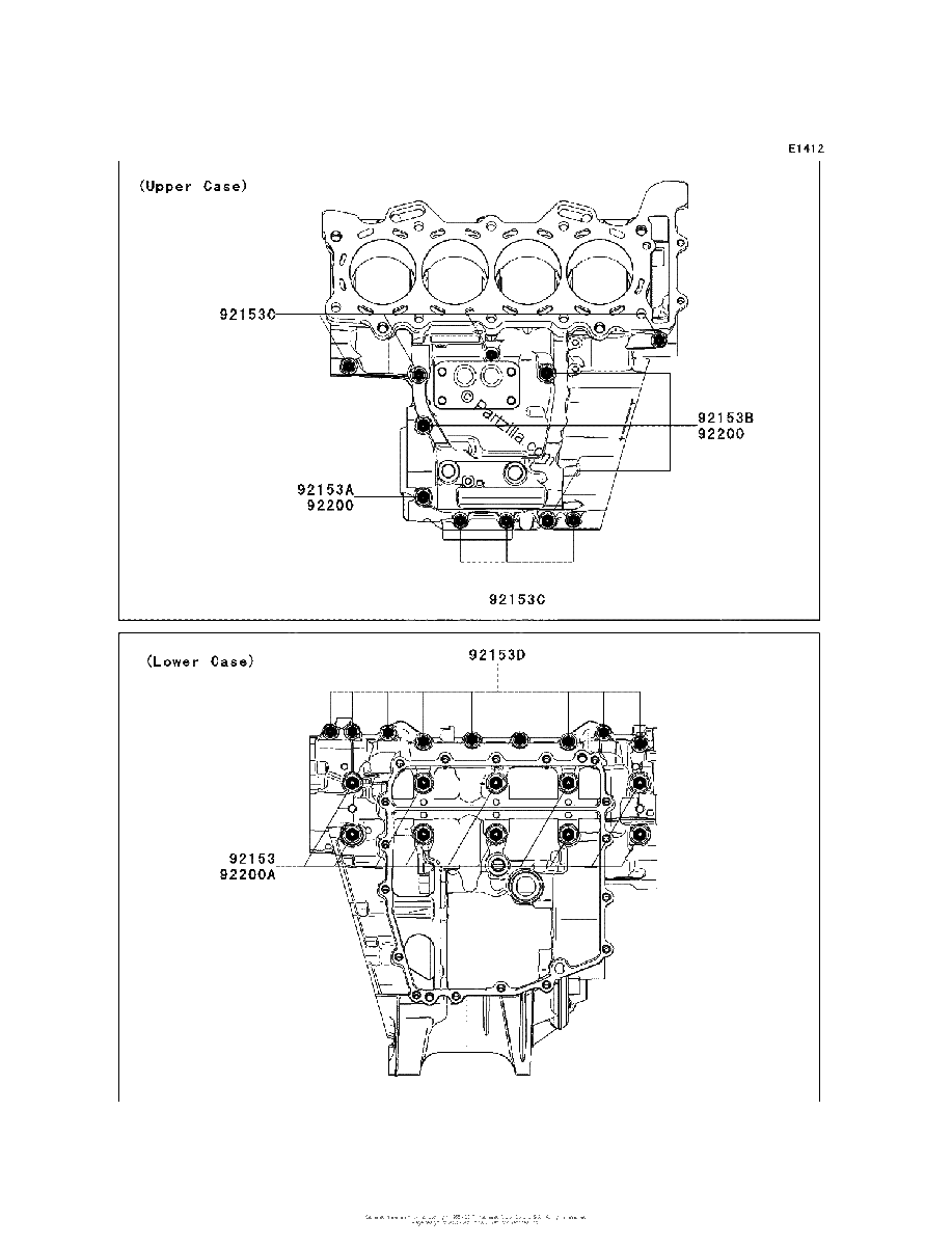 Diagrama de CRANKCASE BOLT PATTERN