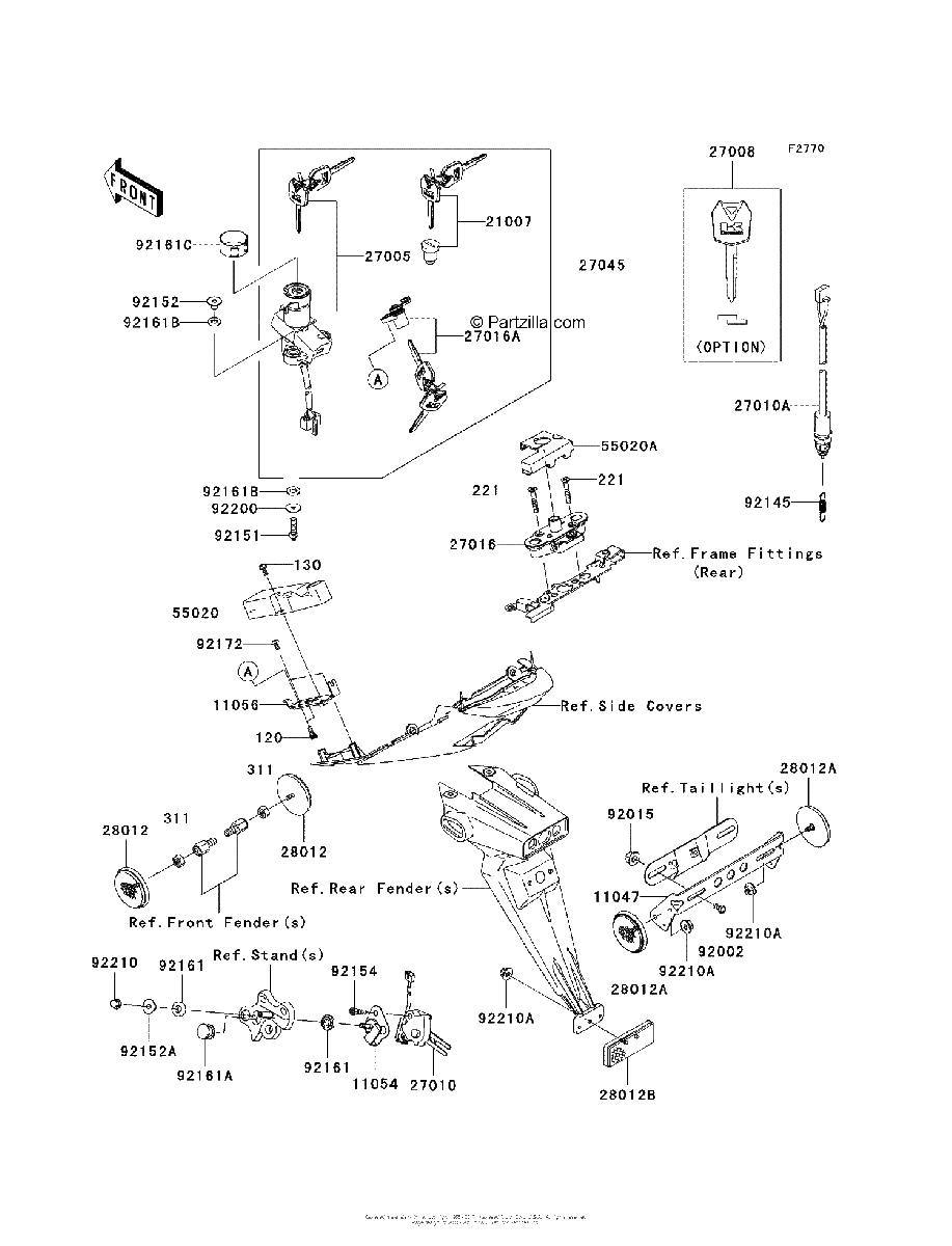 Diagrama de IGNITION SWITCH LOCKS REFLECTORS