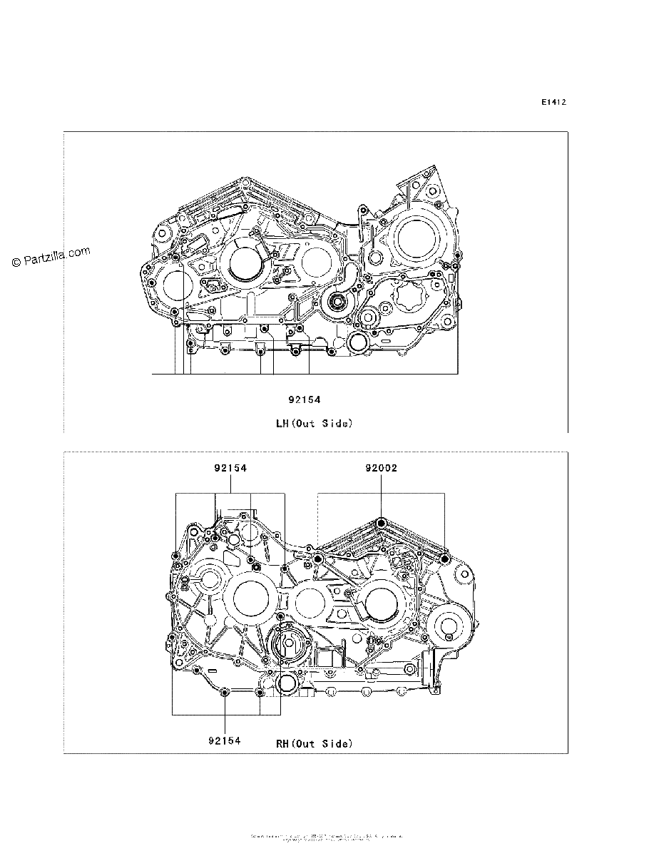 Diagrama de CRANKCASE BOLT PATTERN