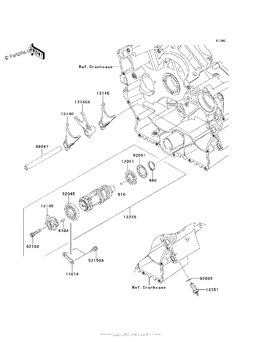 Diagrama de GEAR CHANGE DRUM SHIFT FORK S