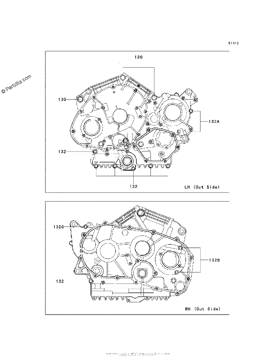 Diagrama de CRANKCASE BOLT PATTERN