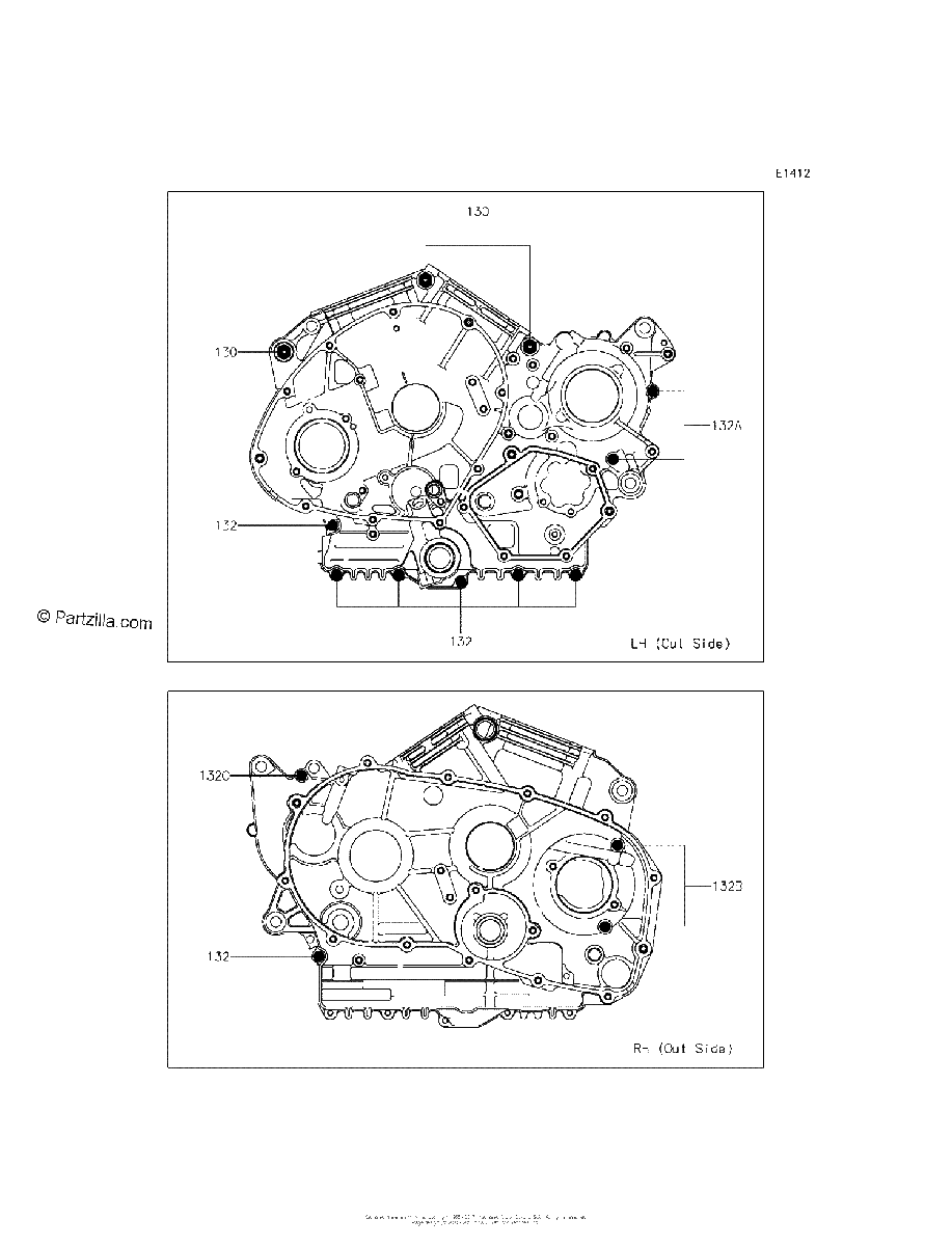 Diagrama de CRANKCASE BOLT PATTERN