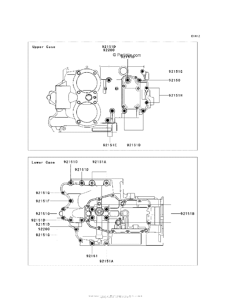Diagrama de CRANKCASE BOLT PATTERN