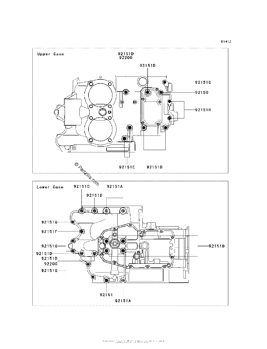 Diagrama de CRANKCASE BOLT PATTERN