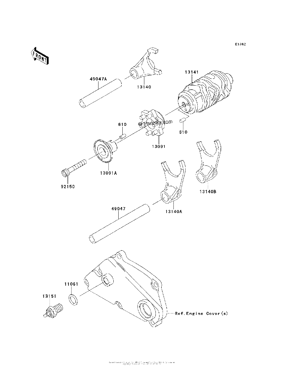 Diagrama de GEAR CHANGE DRUM SHIFT FORK S