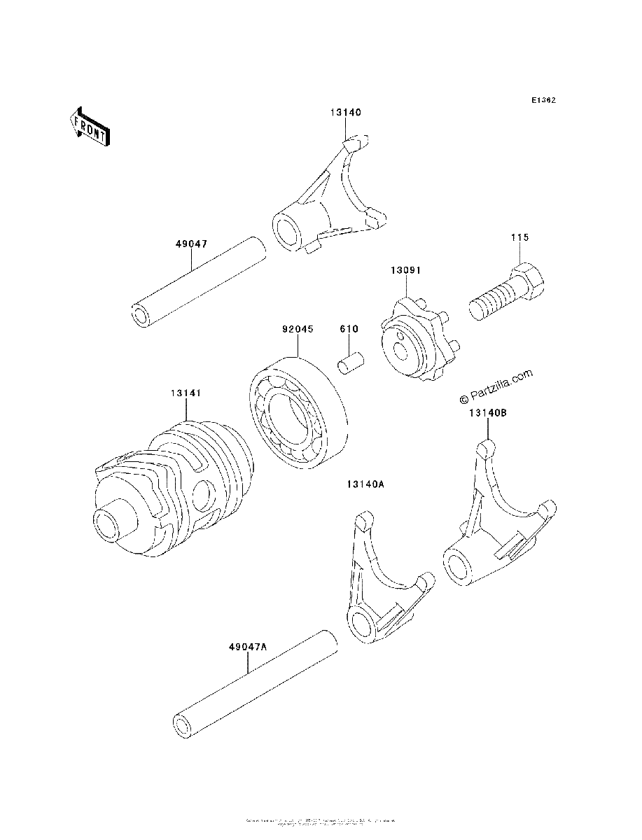 Diagrama de GEAR CHANGE DRUM SHIFT FORK S