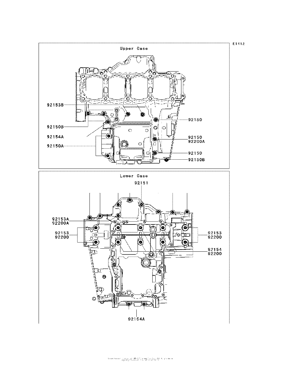 Diagrama de CRANKCASE BOLT PATTERN