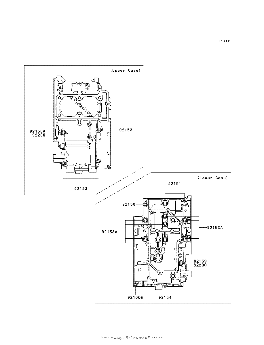 Diagrama de CRANKCASE BOLT PATTERN