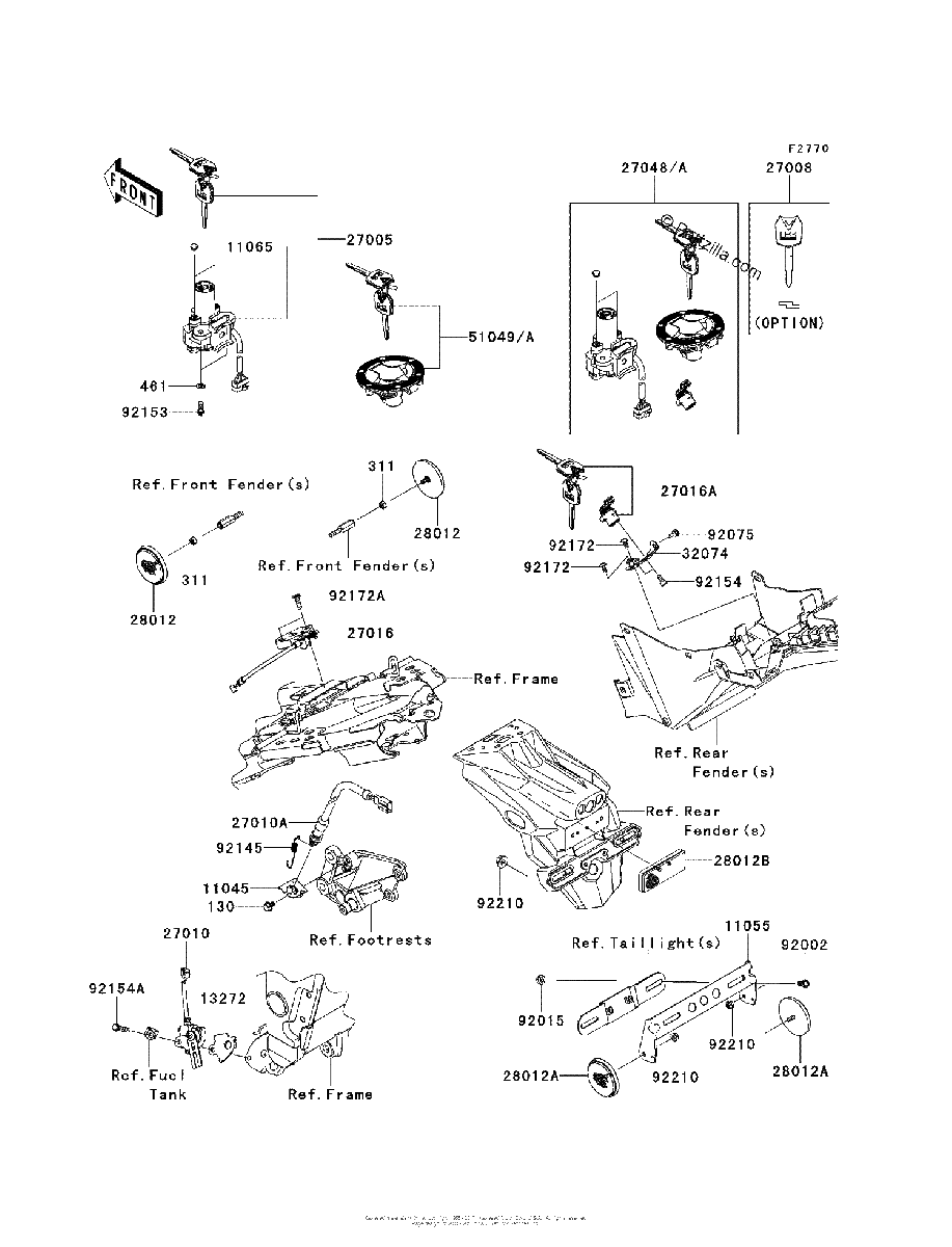 Diagrama de IGNITION SWITCH LOCKS REFLECTORS