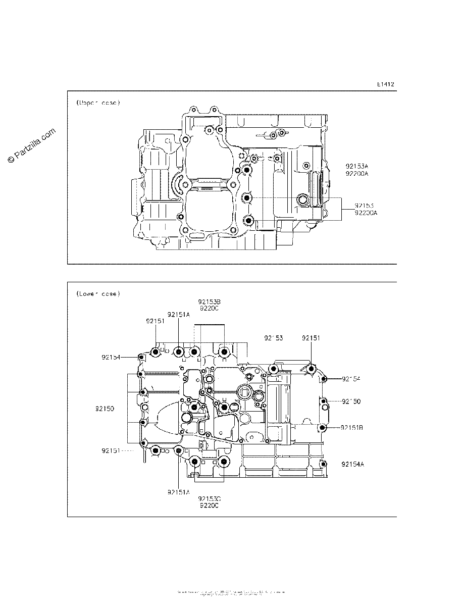 Diagrama de CRANKCASE BOLT PATTERN