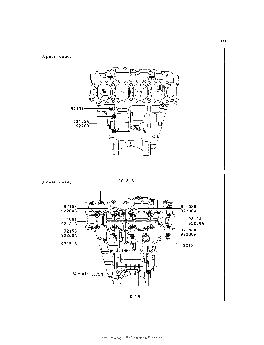 Diagrama de CRANKCASE BOLT PATTERN
