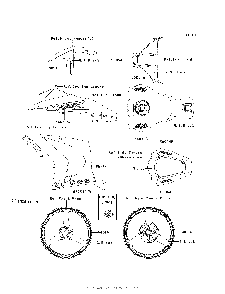 Diagrama de DECALS P F S WHITE KDF CA US