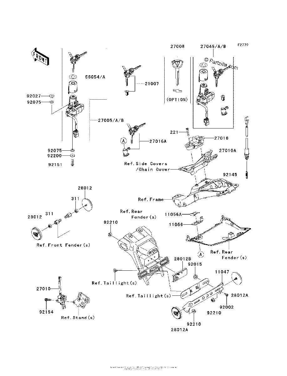Diagrama de IGNITION SWITCH LOCKS REFLECTORS
