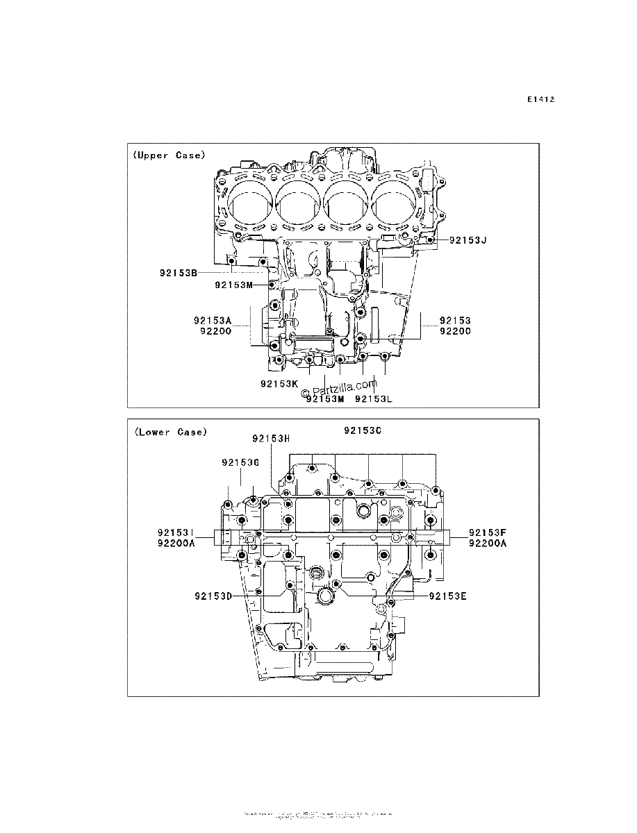 Diagrama de CRANKCASE BOLT PATTERN