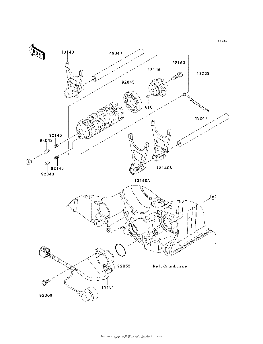 Diagrama de GEAR CHANGE DRUM SHIFT FORK S