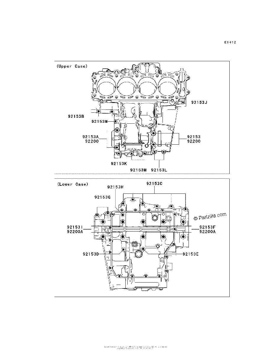 Diagrama de CRANKCASE BOLT PATTERN