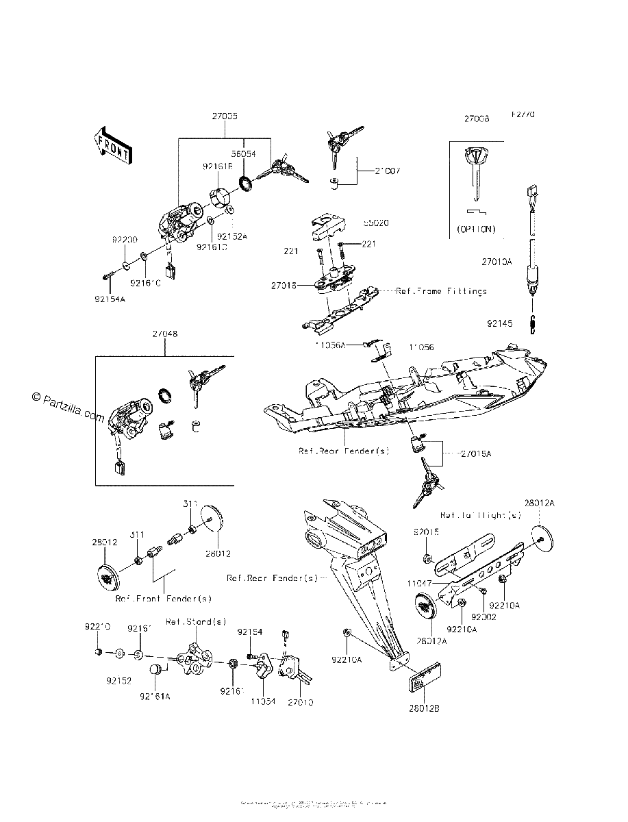 Diagrama de IGNITION SWITCH LOCKS REFLECTORS