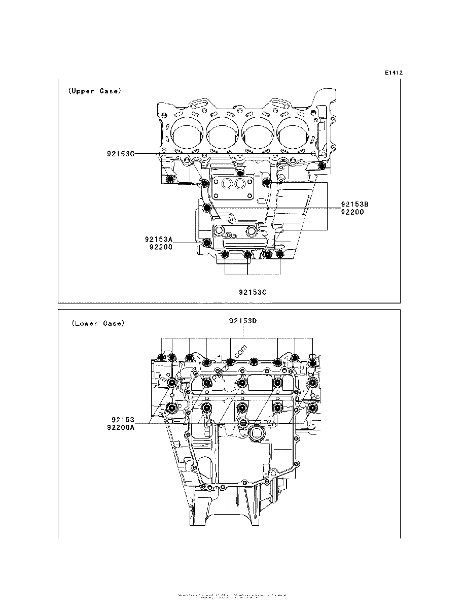 Diagrama de CRANKCASE BOLT PATTERN