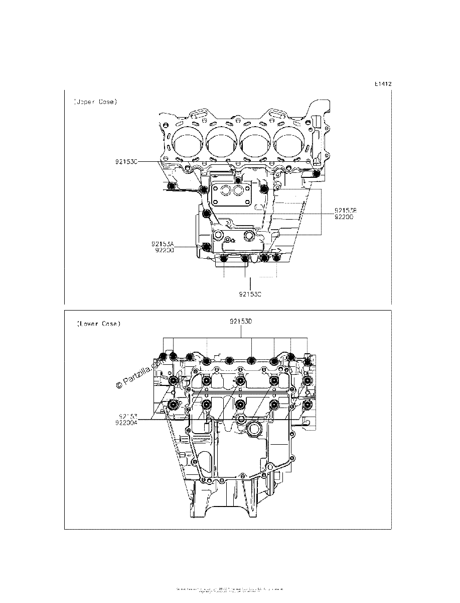 Diagrama de CRANKCASE BOLT PATTERN