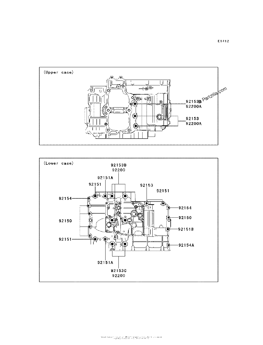 Diagrama de CRANKCASE BOLT PATTERN