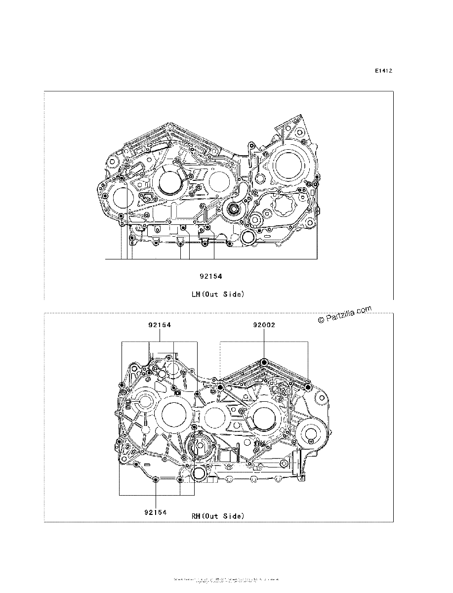 Diagrama de CRANKCASE BOLT PATTERN