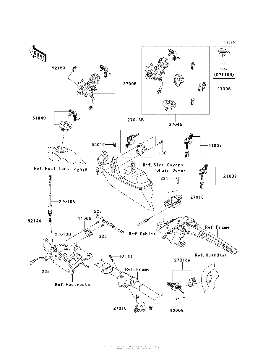 Diagrama de IGNITION SWITCH LOCKS REFLECTORS