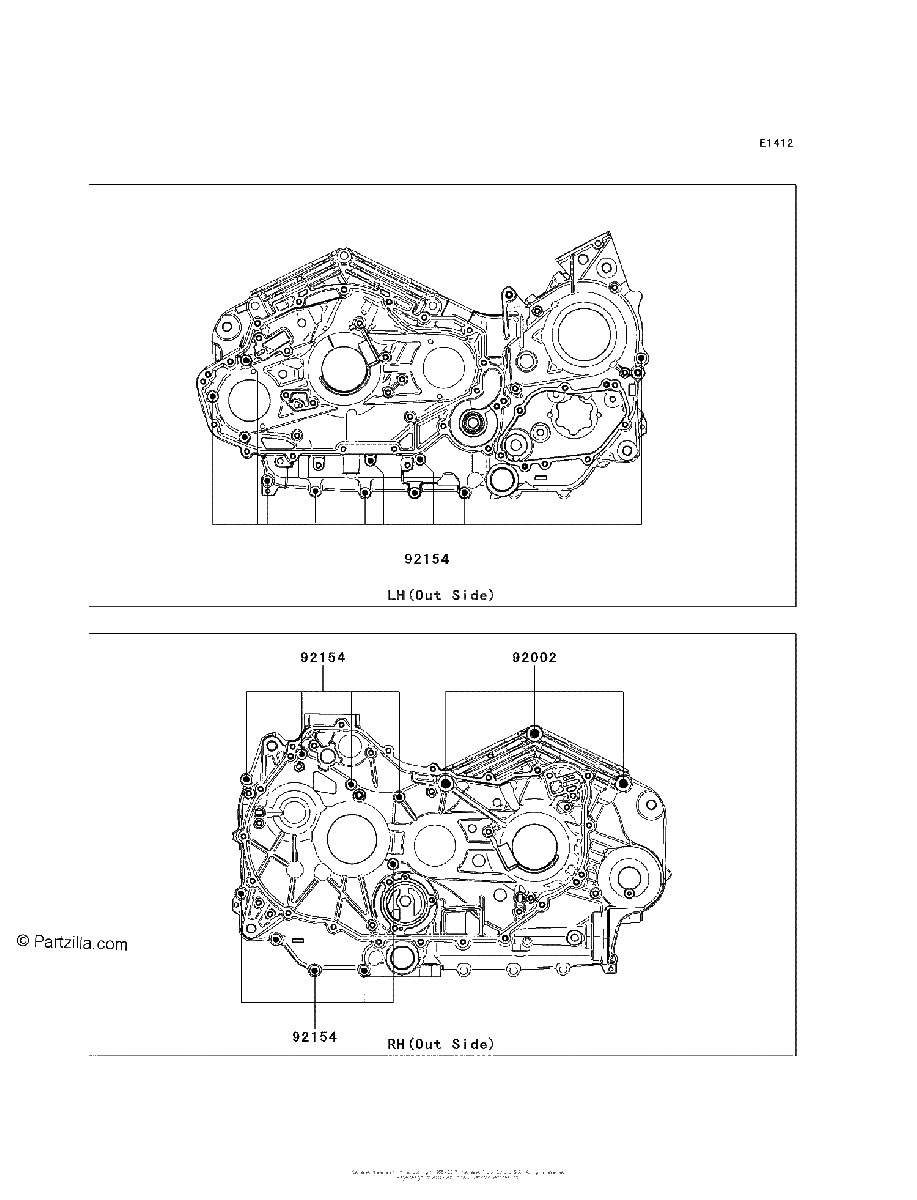 Diagrama de CRANKCASE BOLT PATTERN