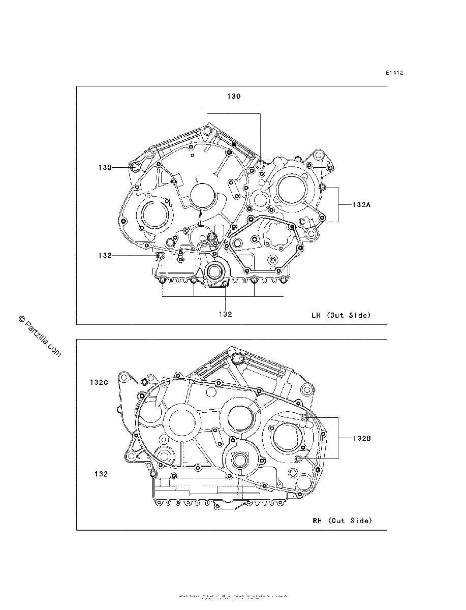 Diagrama de CRANKCASE BOLT PATTERN