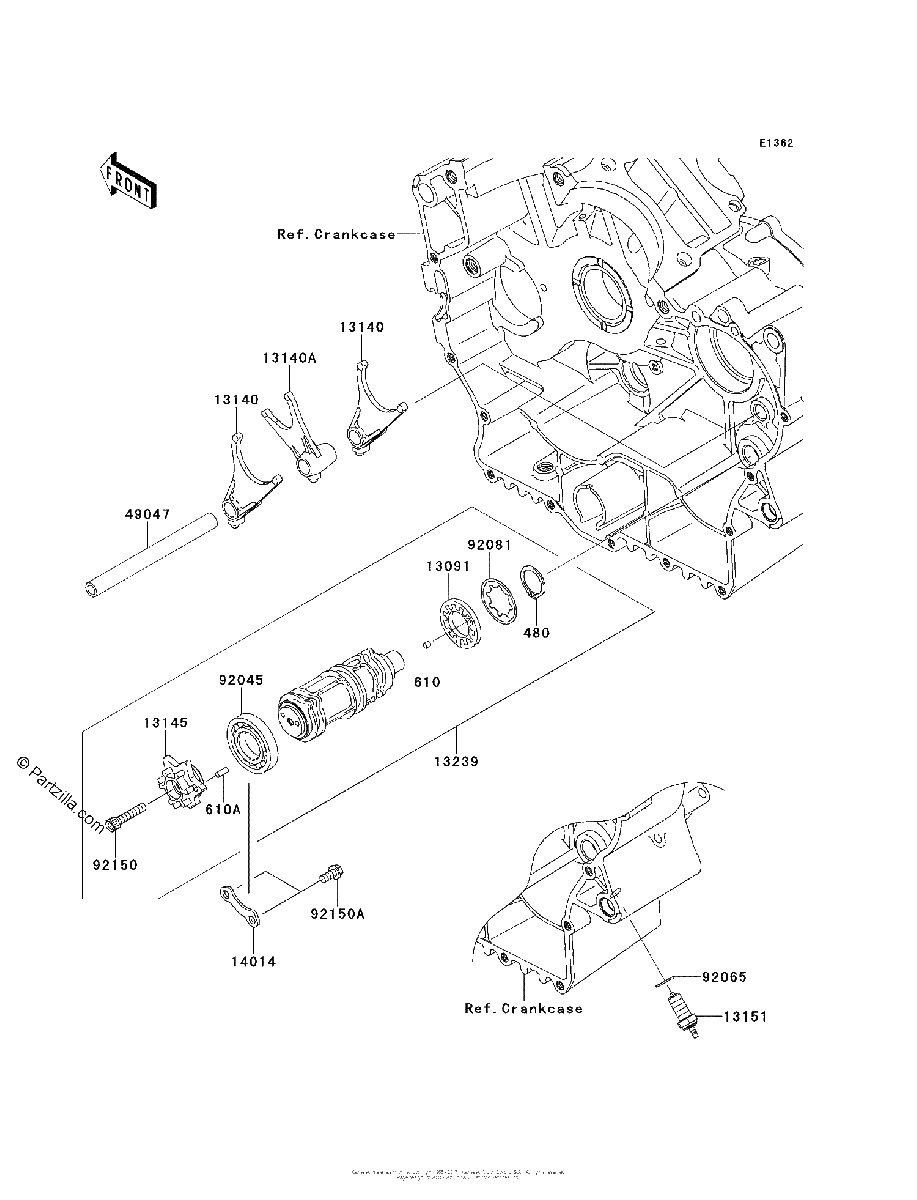 Diagrama de GEAR CHANGE DRUM SHIFT FORK S