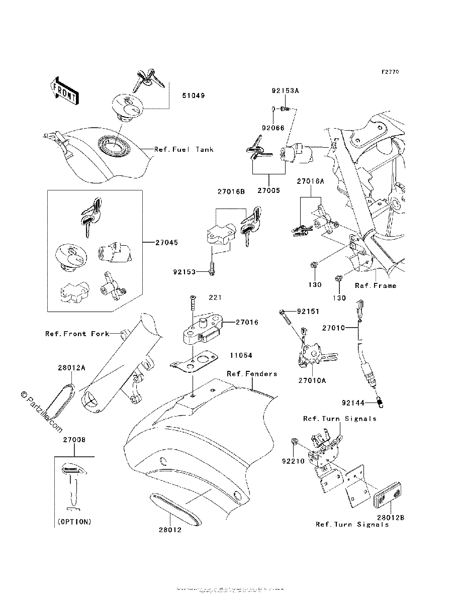 Diagrama de IGNITION SWITCH LOCKS REFLECTORS