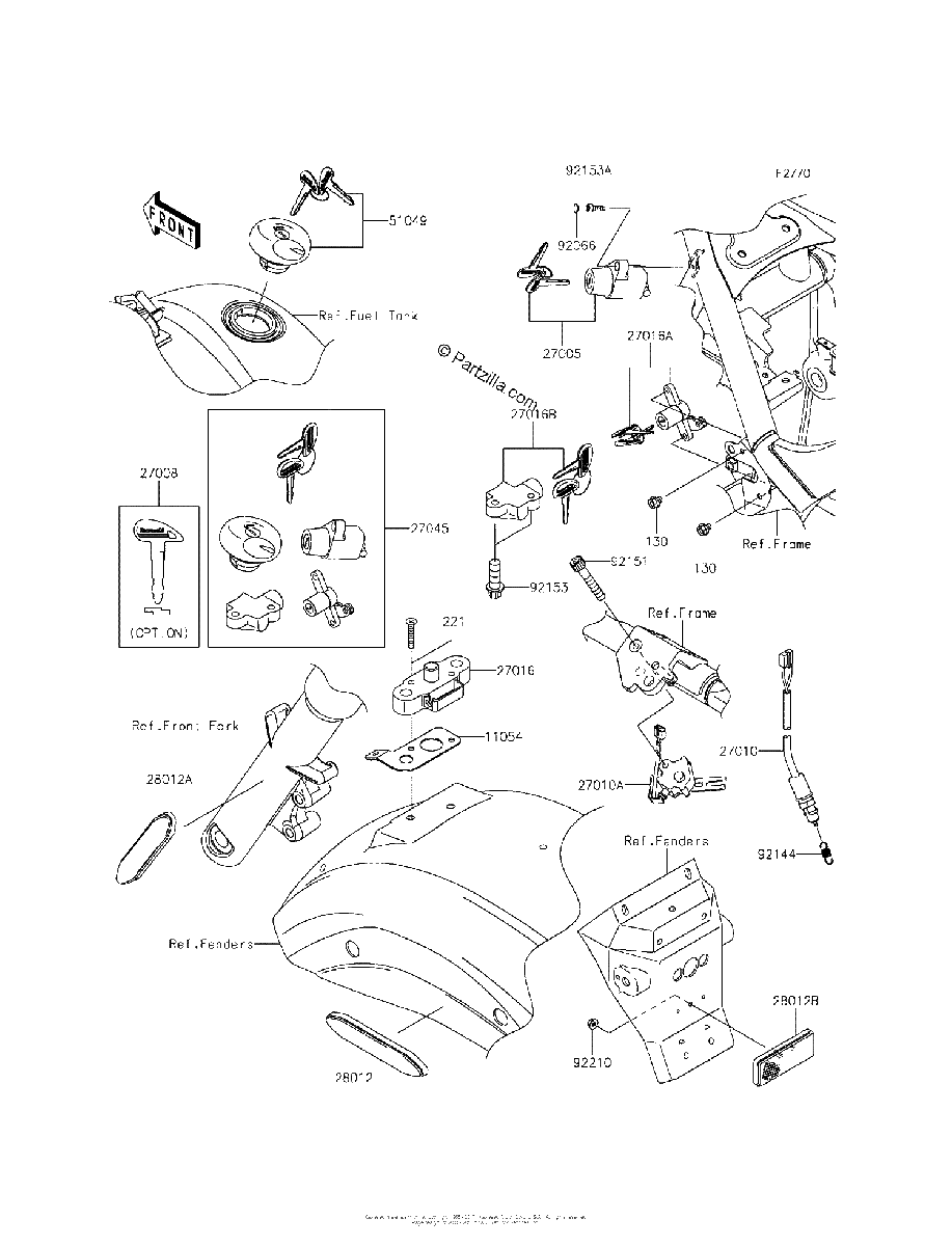 Diagrama de IGNITION SWITCH LOCKS REFLECTORS