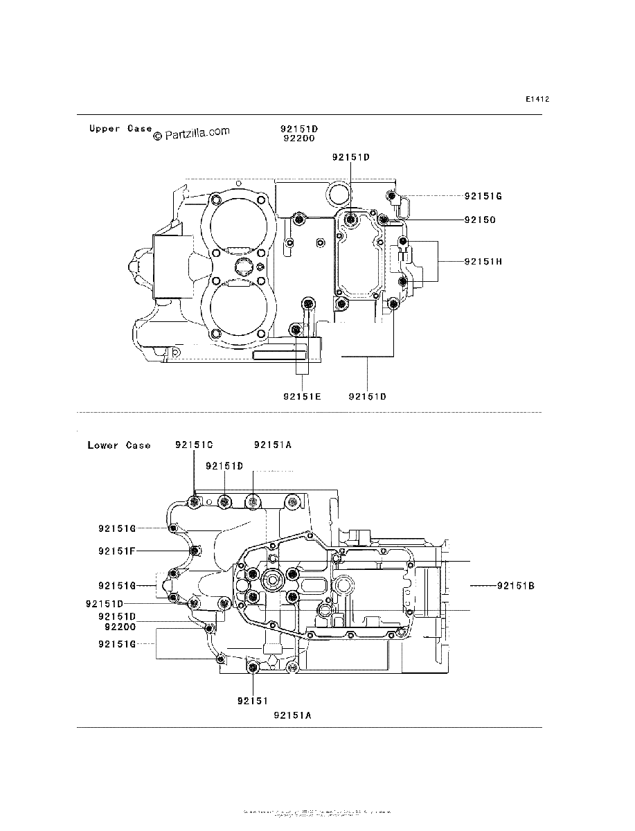 Diagrama de CRANKCASE BOLT PATTERN